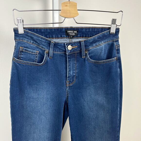 NYDJ Curves 360 0 Short Slim Straight Ankle Jeans Stretch Denim Slit Hem Blue - Picture 4 of 8